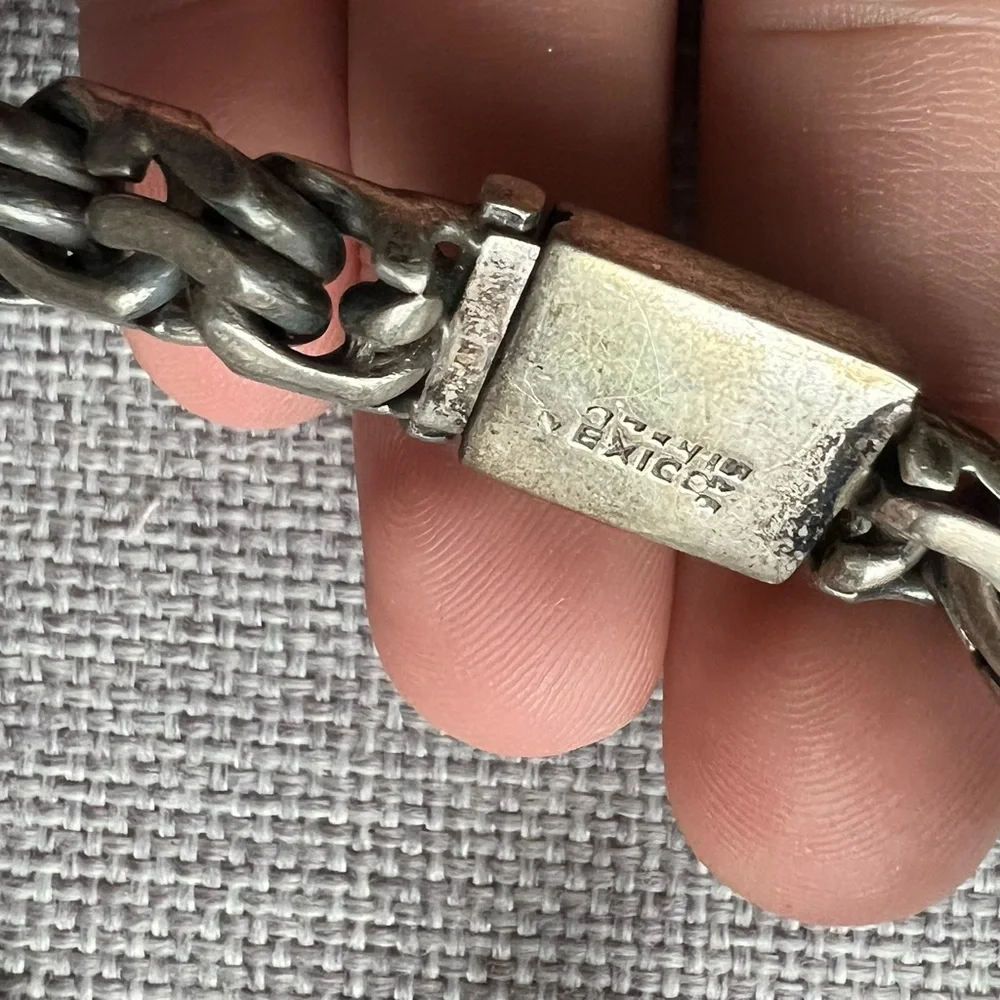 Vintage Sterling Silver Chain Bracelet 8.5in 66.6g Mexico